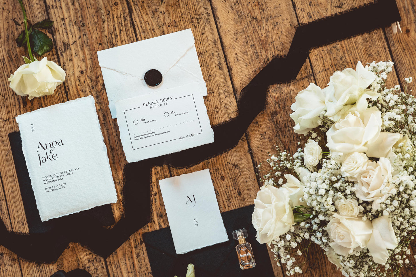 Hand crafted Monochrome Stationery Suite