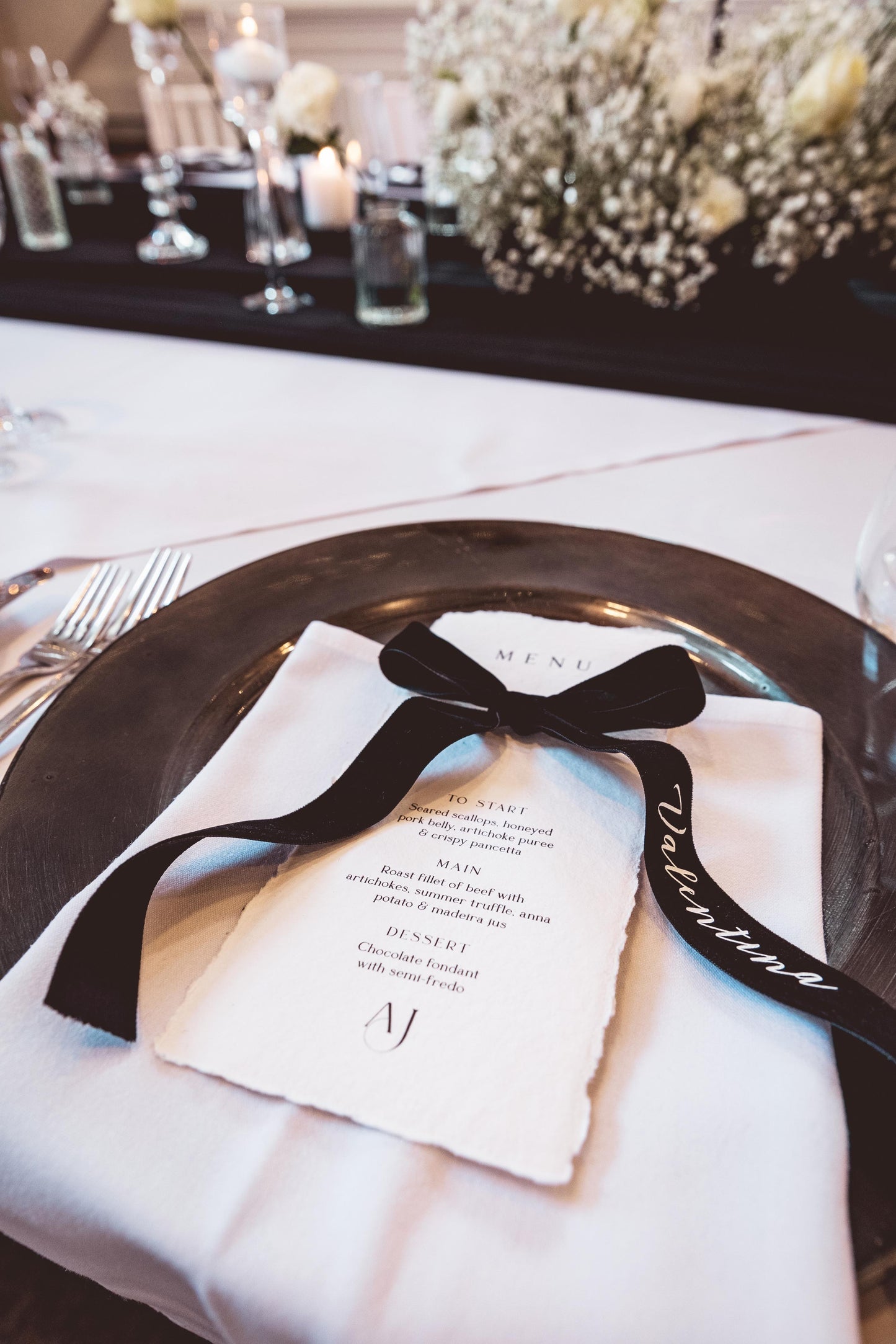 Black Velvet Bow Place Settings