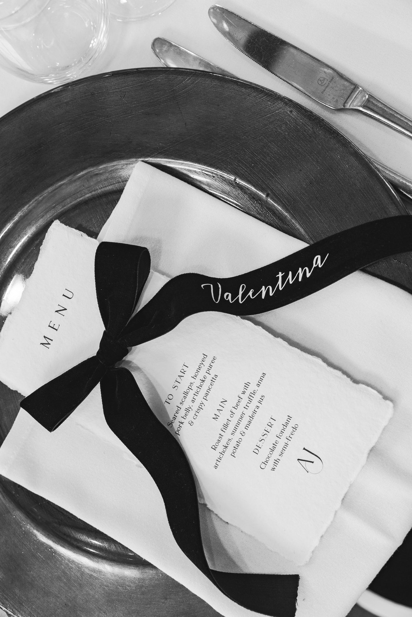 Black Velvet Bow Place Settings