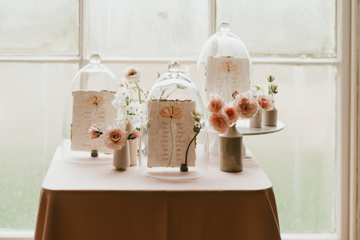 Elegant and Romantic Glass Cloche Seating Plan