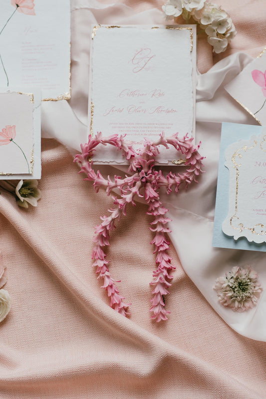 Hand Crafted Wedding Invitation with gilded details