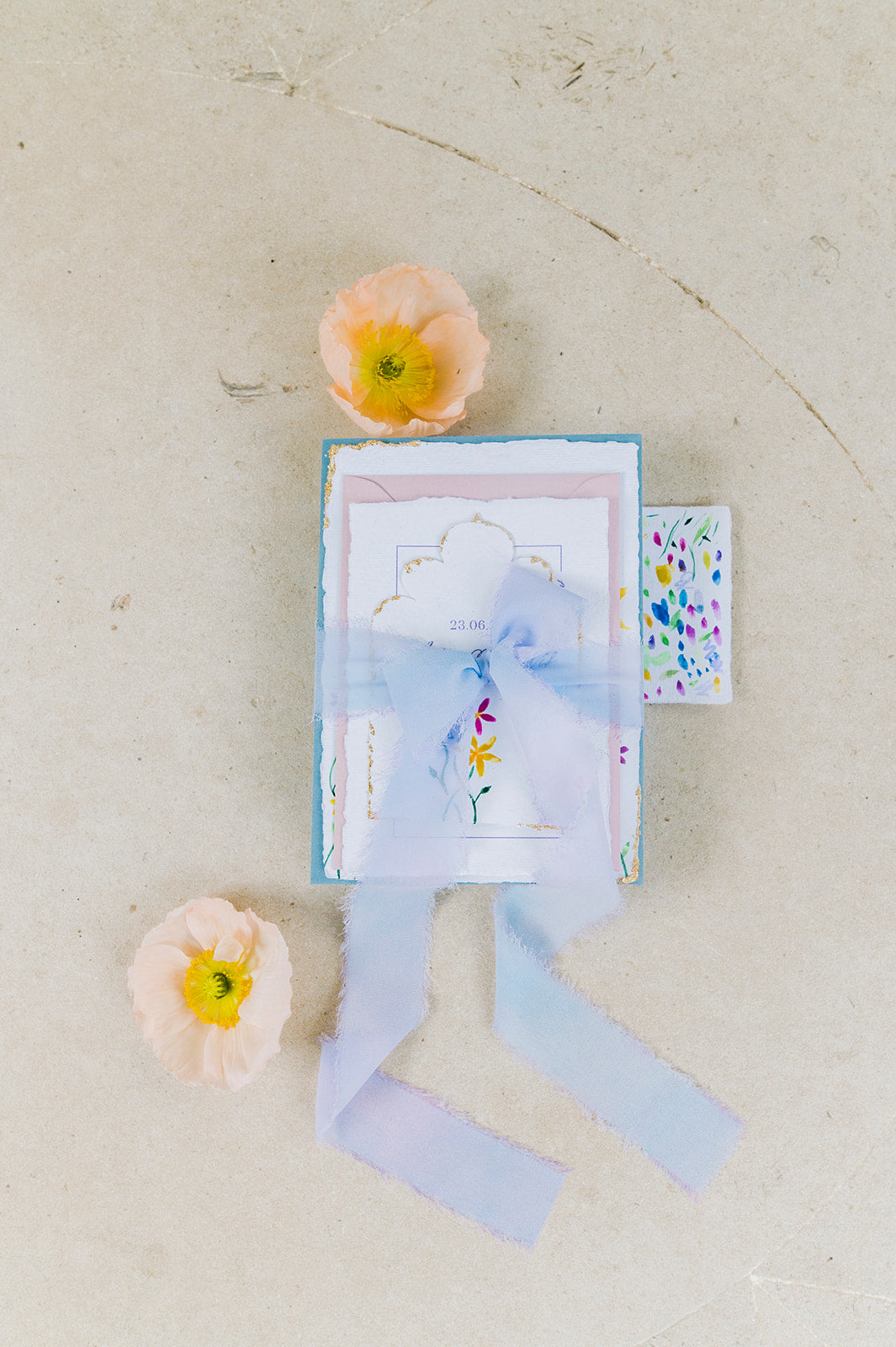 Hand painted Wildflower Invitation Suite