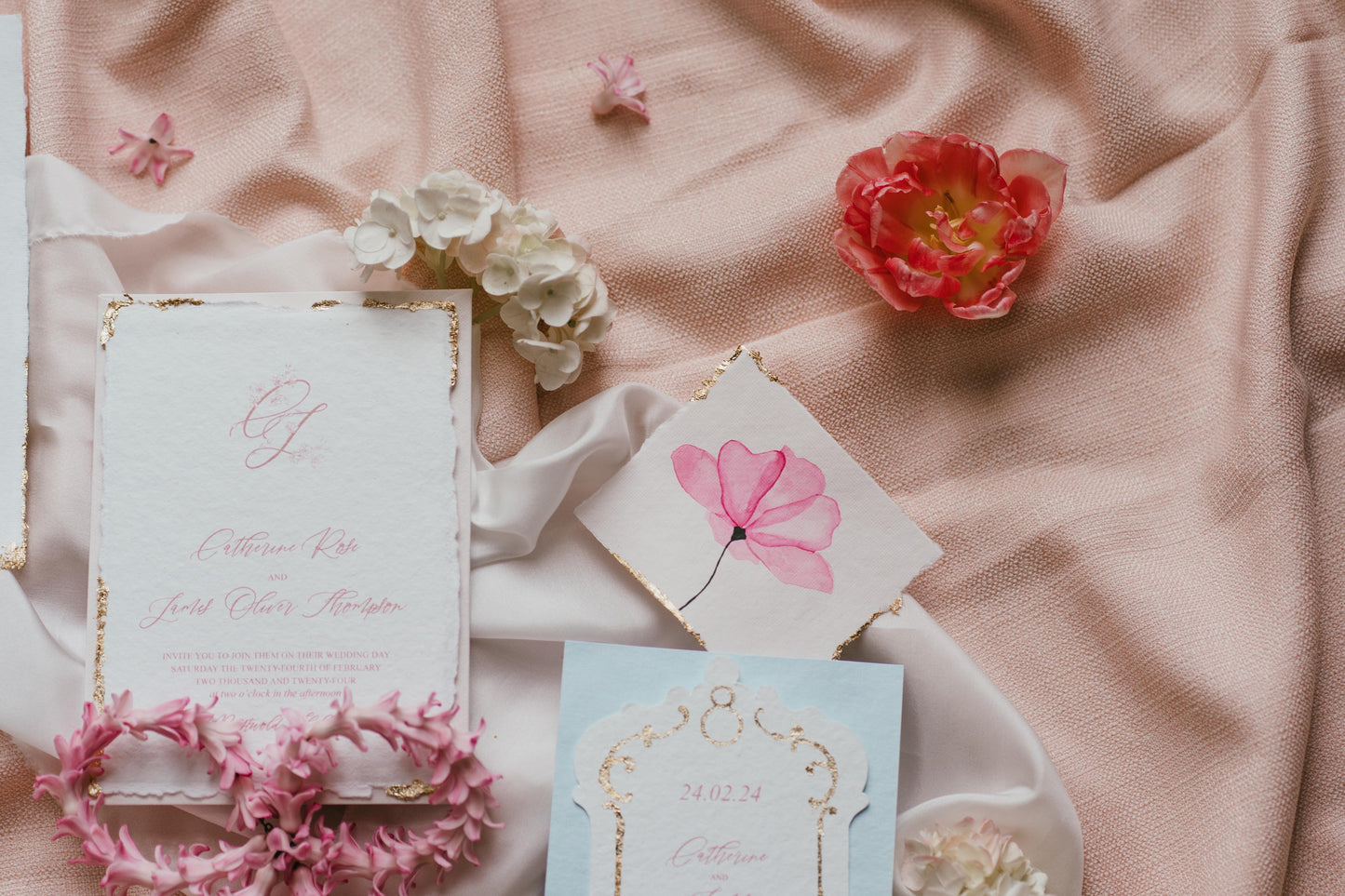 Hand Crafted Wedding Invitation with gilded details
