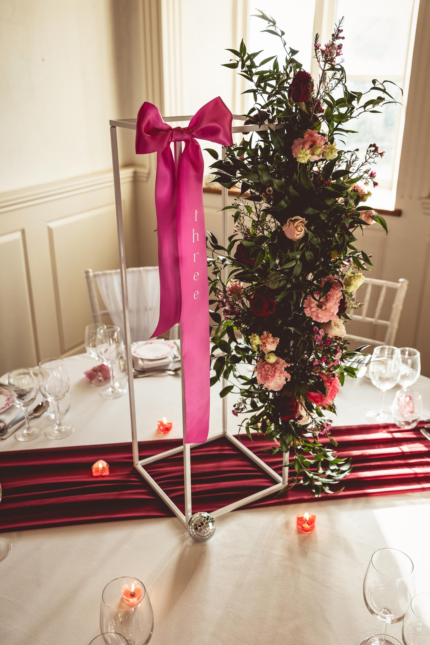 Pink Ribbon Bow Table Numbers