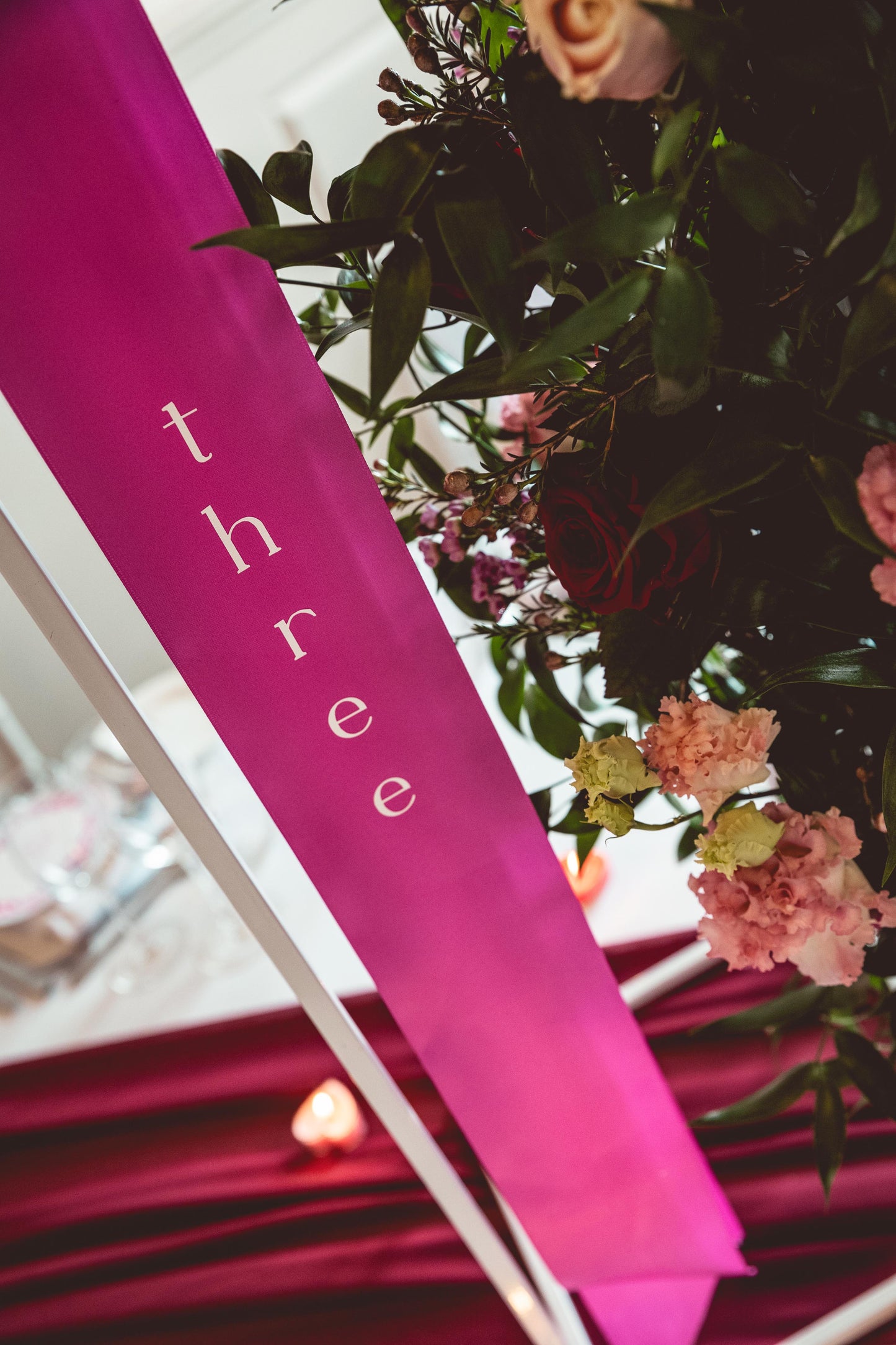 Pink Ribbon Bow Table Numbers