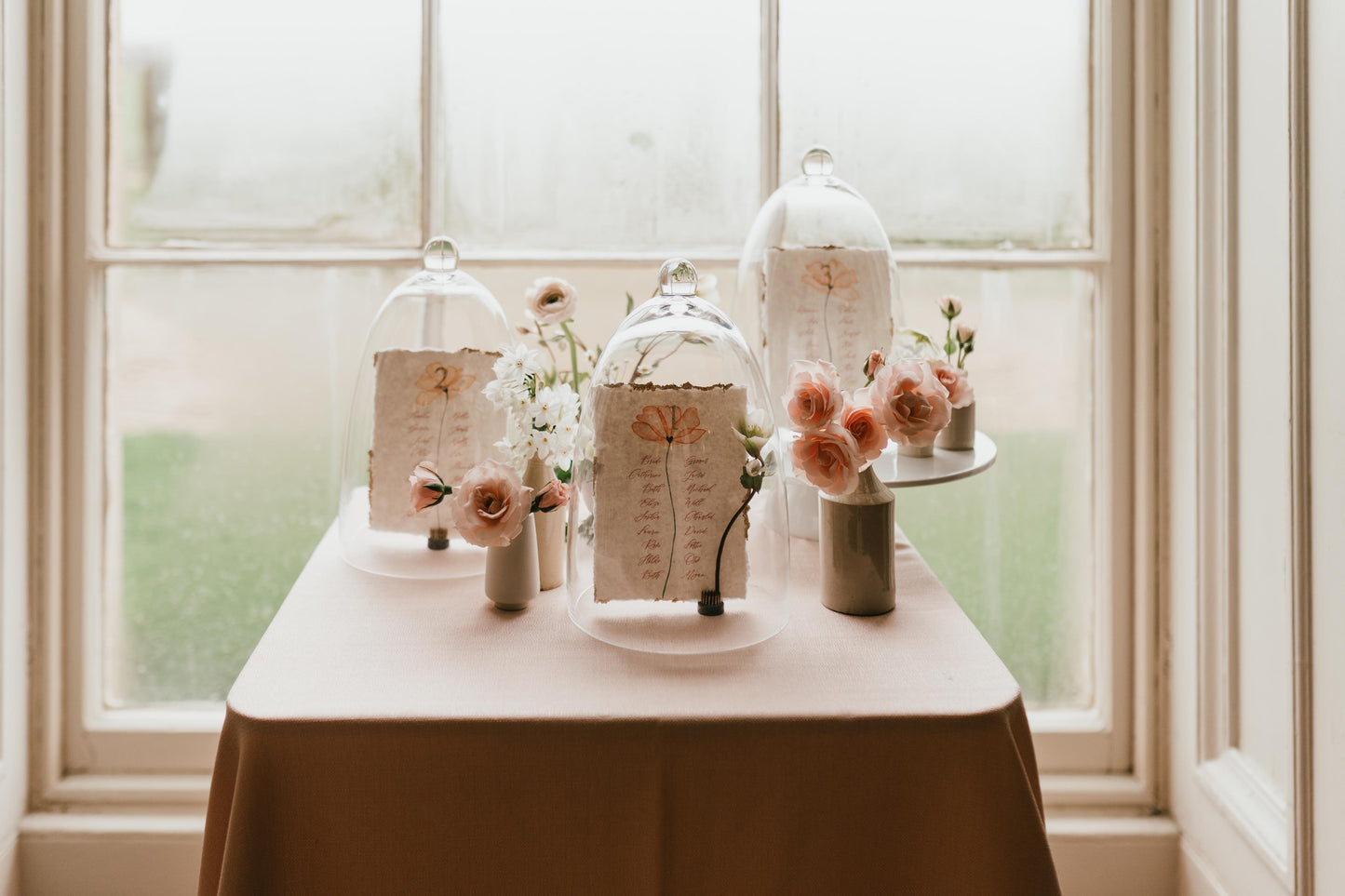 Elegant and Romantic Glass Cloche Seating Plan