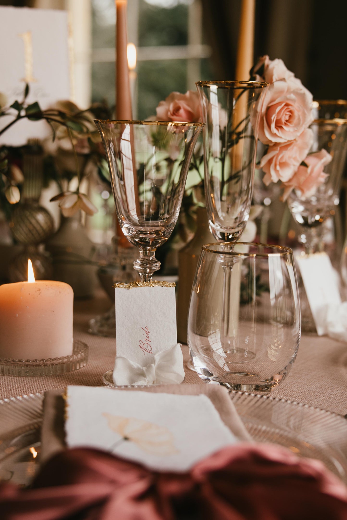 Hand painted single stem Wedding Menus