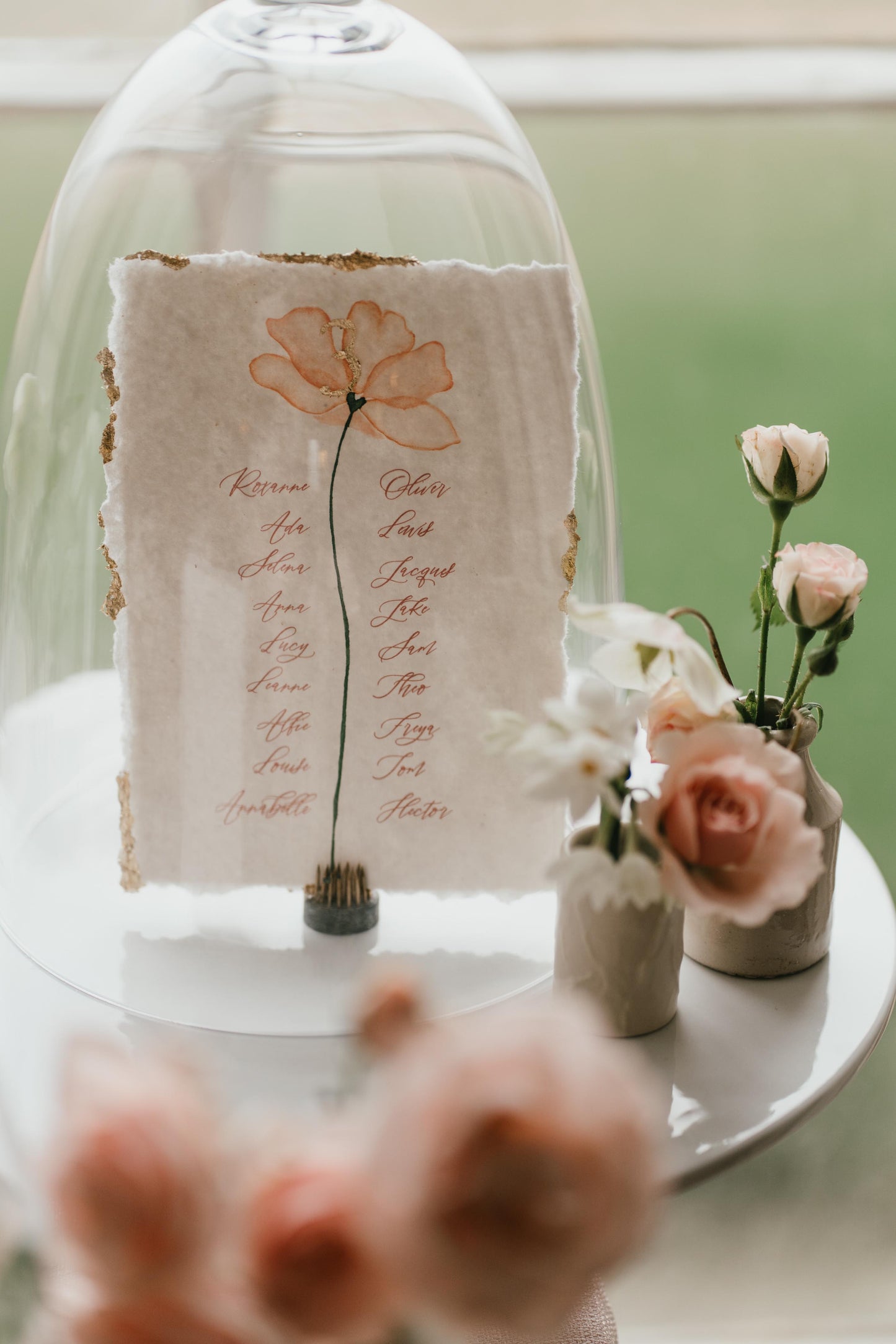 Elegant and Romantic Glass Cloche Seating Plan