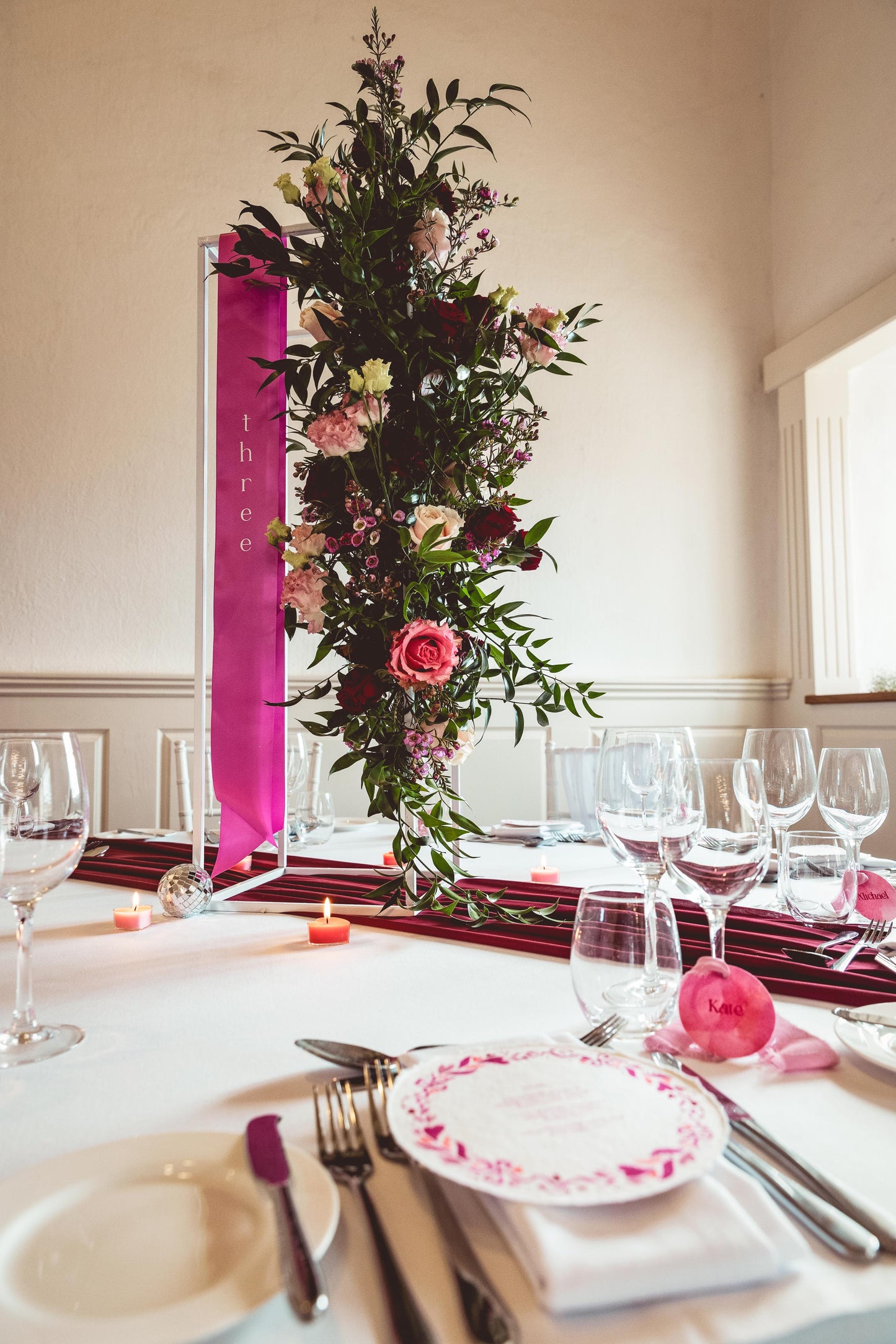 Hand painted Menus for a Valentine's Wedding