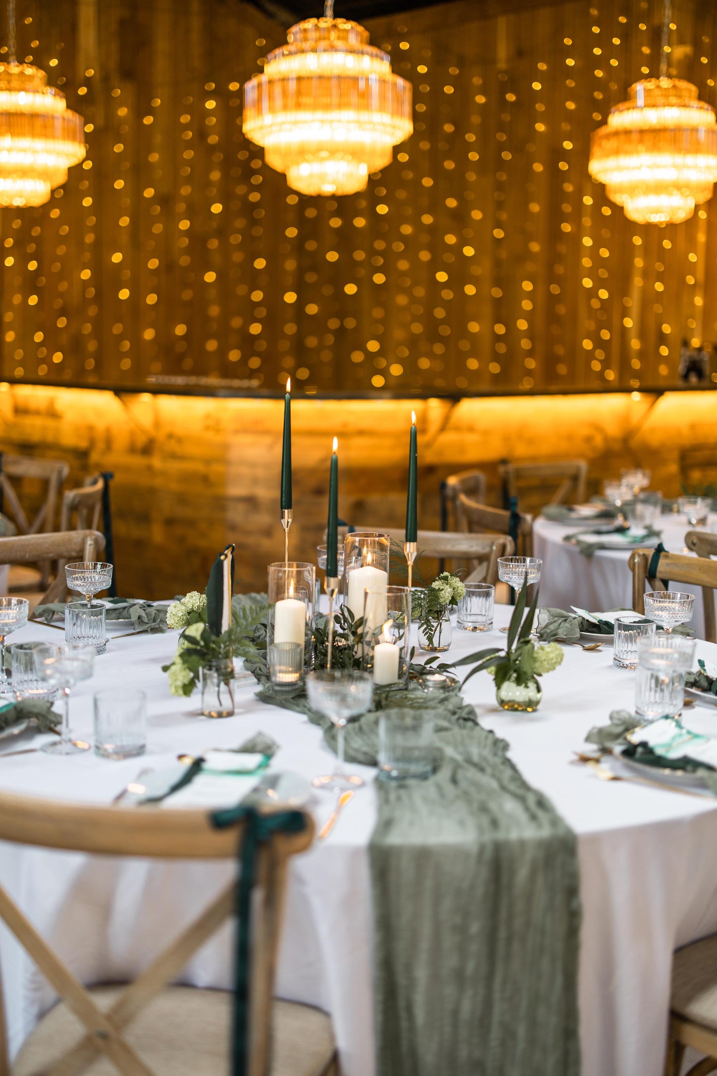 Hand painted Green and Gold Wedding Menus