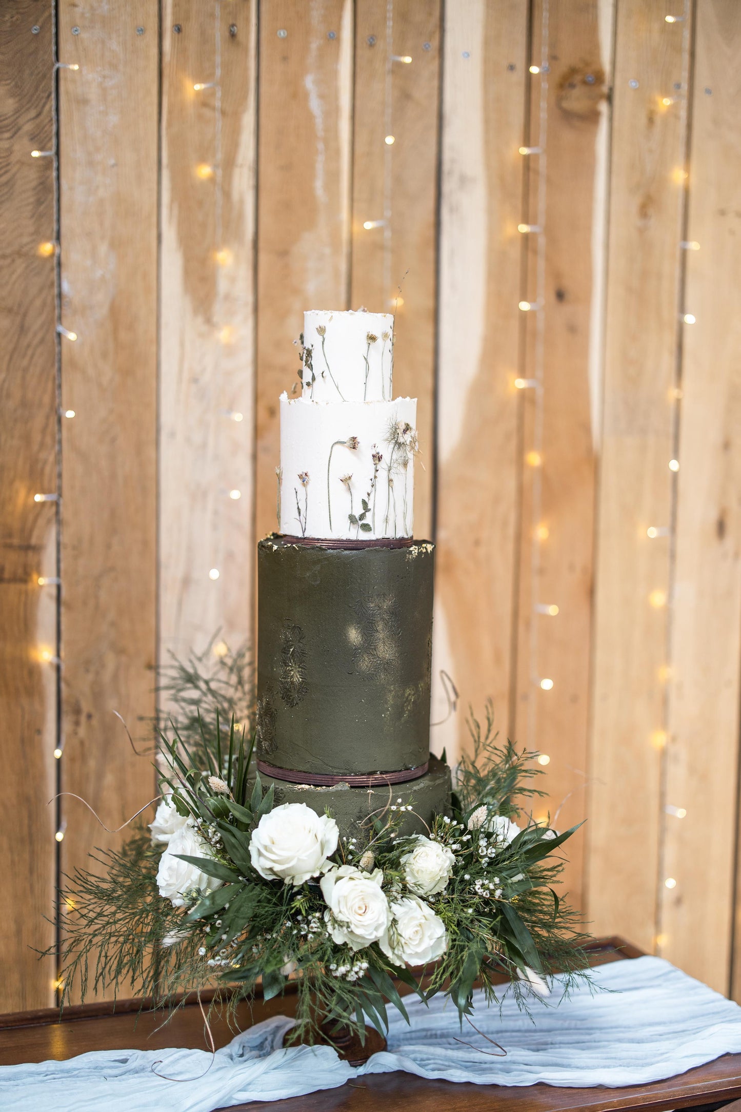 Hand painted hanging table numbers in Green and Gold
