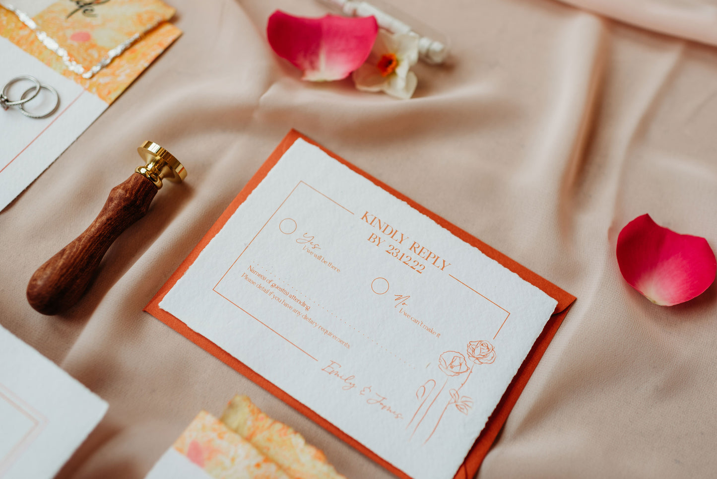 Wedding Stationery Suite in Peach, Orange and Pinks