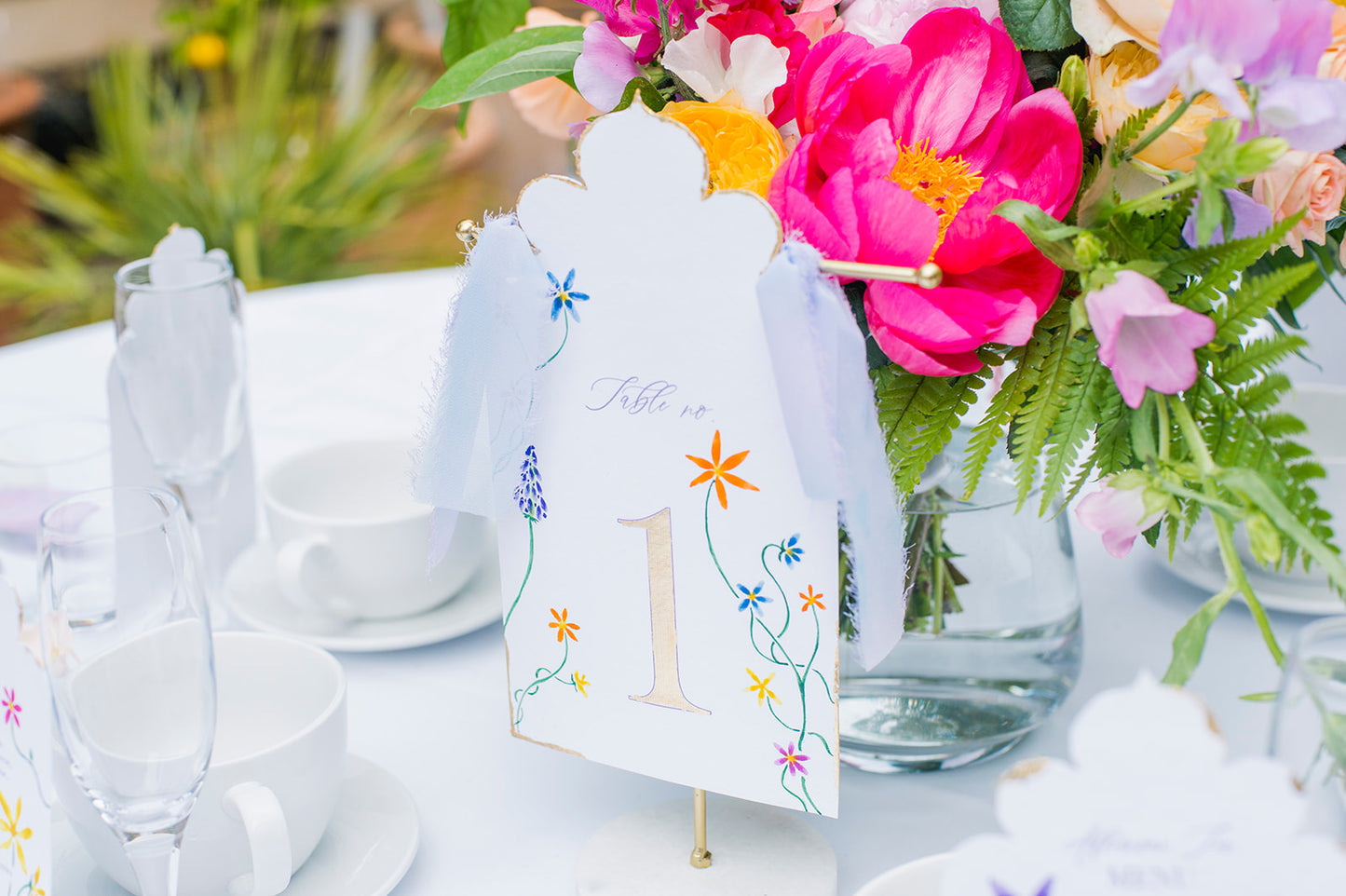 Hand painted wildflower table number