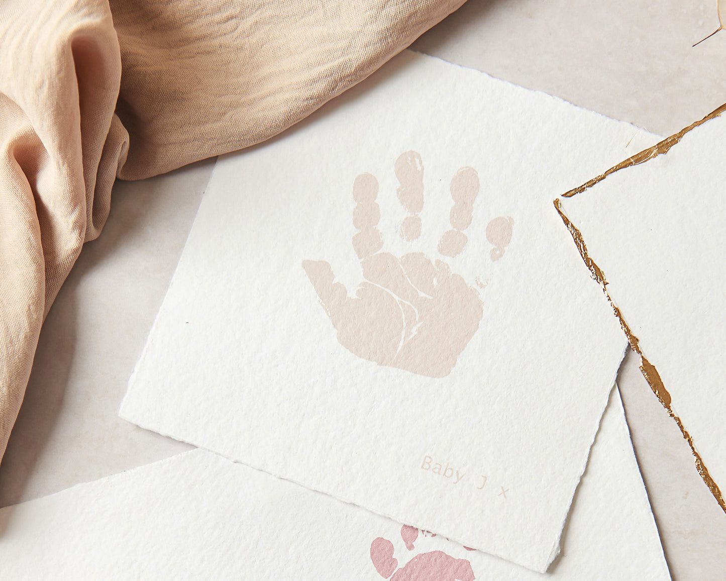 Hand & Foot print Keepsake, on handmade paper