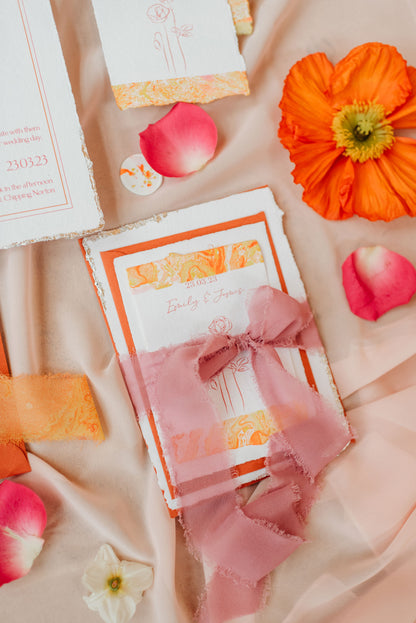 Wedding Stationery Suite in Peach, Orange and Pinks