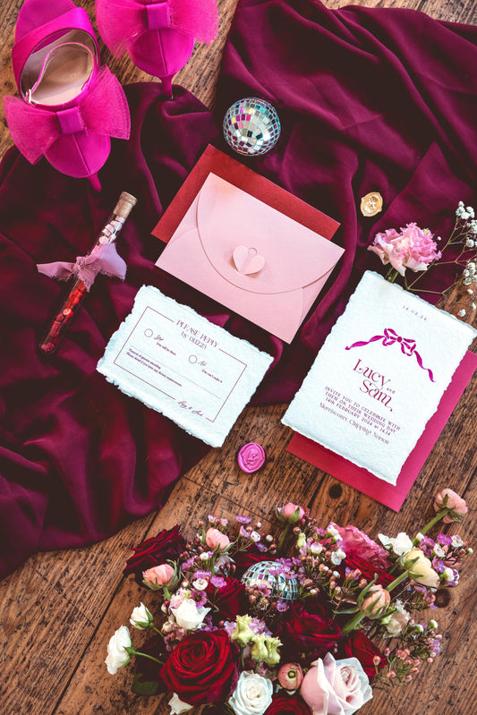 Pink and Read Hand crafted Stationery