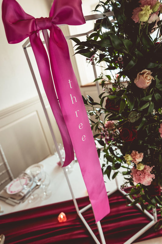 Pink Ribbon Bow Table Numbers