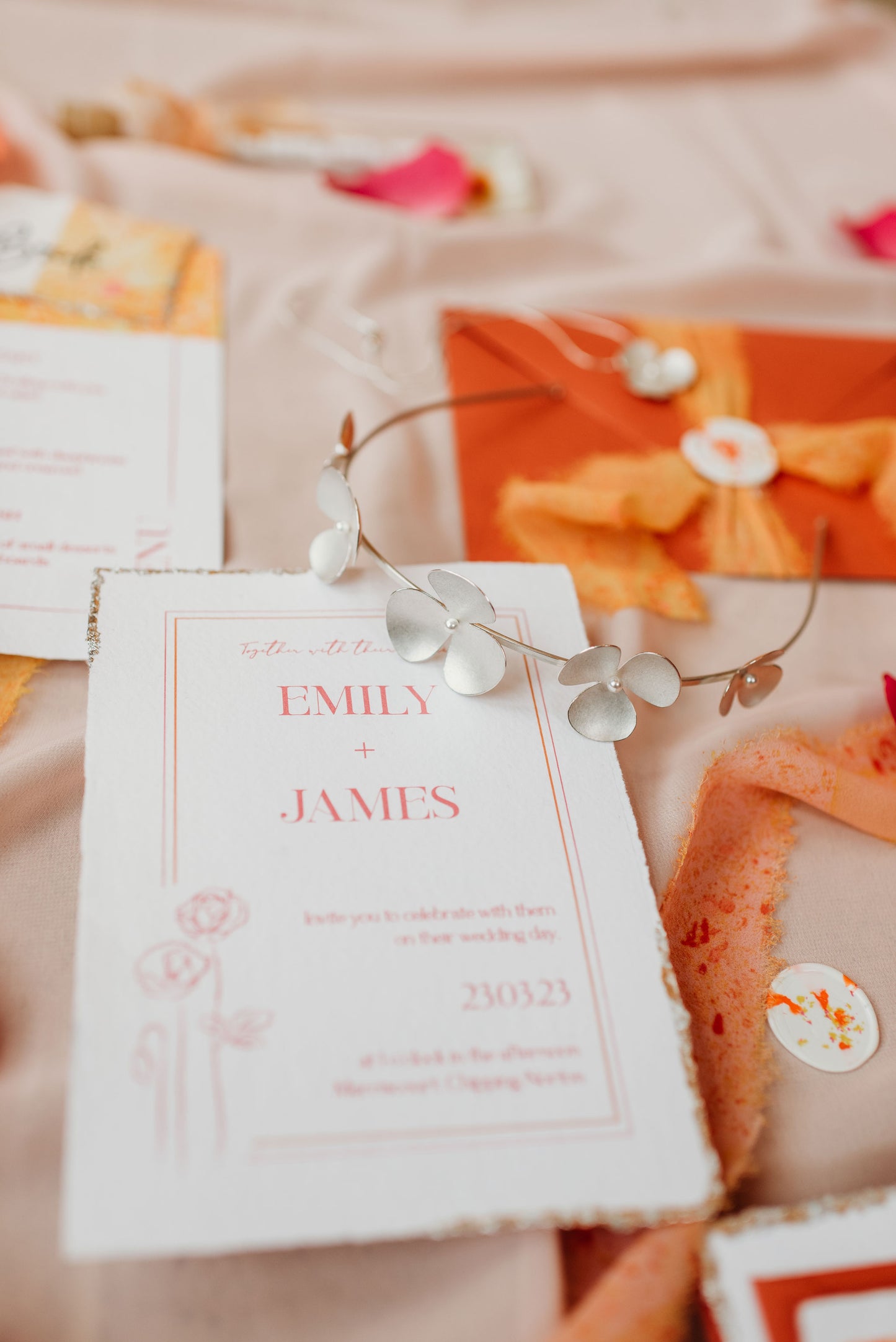 Birth Flower design, Wedding Invitation Suite