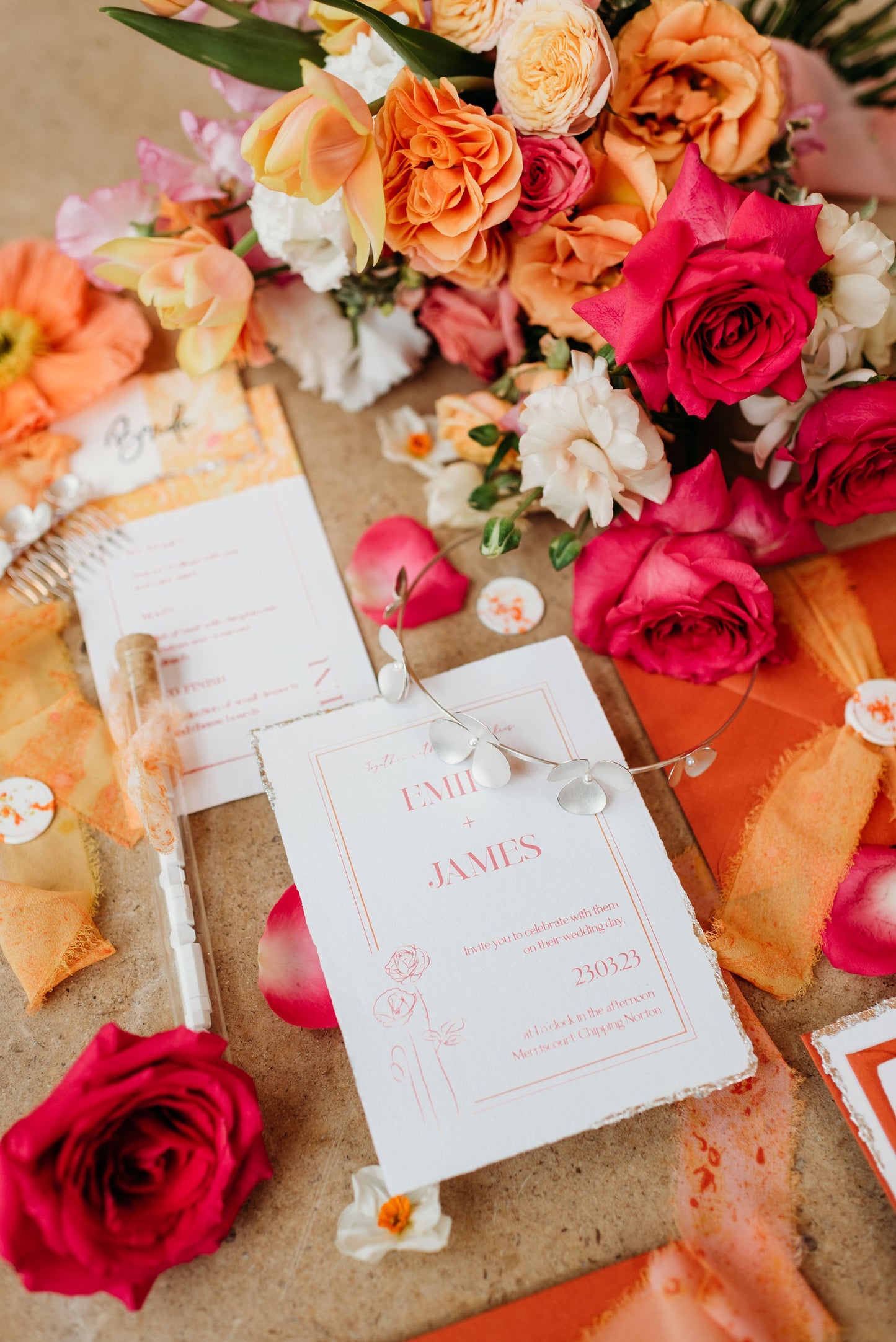 Birth Flower design, Wedding Invitation Suite