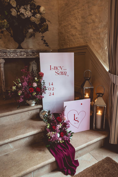 Pink and Red Wedding Welcome Signage