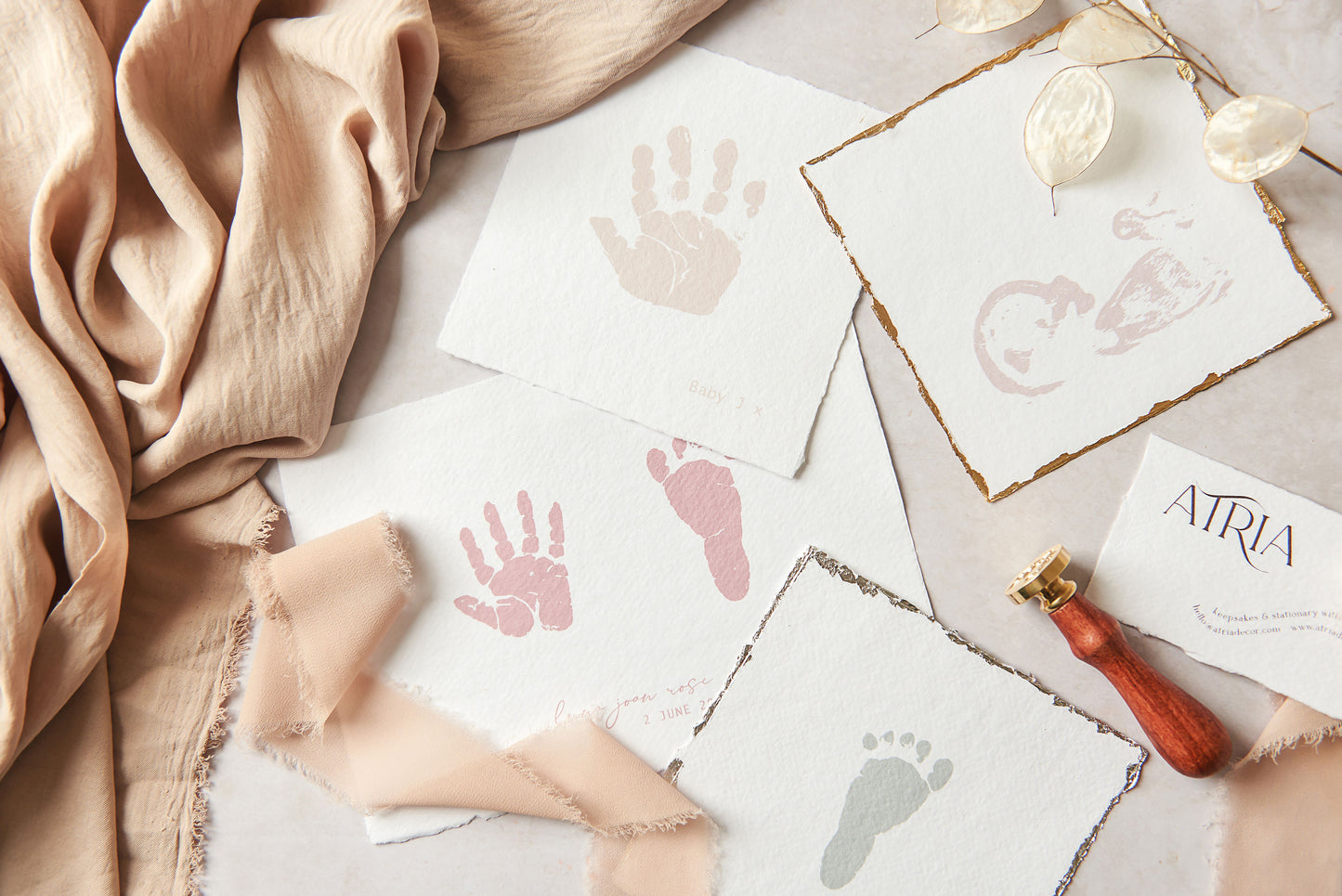 Hand & Foot print Keepsake, on handmade paper